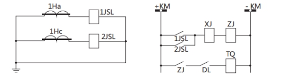 JSL-23繼電器構(gòu)成的二相式定時限保護的原理圖