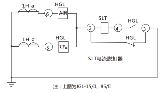 JGL-11/Ⅱ二相靜態(tài)反時(shí)限過流繼電器典型應(yīng)用接線圖