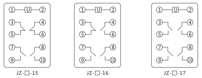 JZY（J)-205X靜態(tài)中間繼電器內(nèi)部接線圖及外引接線圖