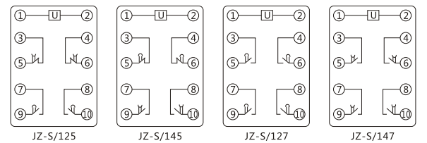 JZ-S/349B靜態(tài)可調(diào)延時(shí)中間繼電器內(nèi)部接線圖及外引接線圖